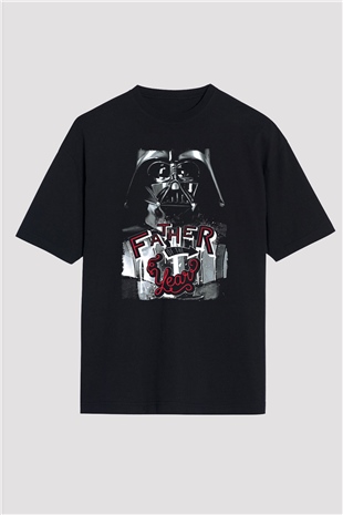 Star Wars (Dart Vader) Baskılı Unisex Siyah Oversize Tişört - Tshirt