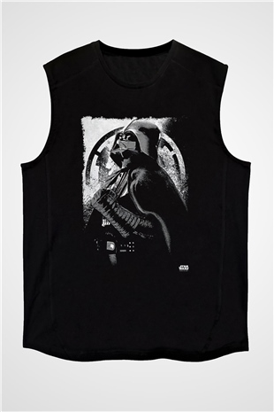 Star Wars (Dart Vader) Baskılı Unisex Siyah Kolsuz Tişört - Tshirt