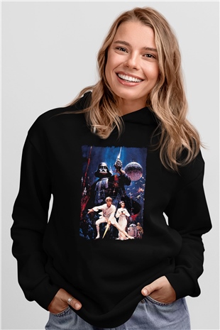 Star Wars (Dart Vader) Baskılı Unisex Siyah Hoodie