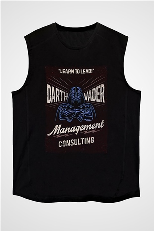 Star Wars (Dart Vader) Baskılı Unisex Siyah Kolsuz Tişört - Tshirt