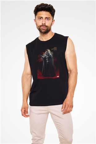 Star Wars (Dart Vader) Baskılı Unisex Siyah Kolsuz Tişört - Tshirt