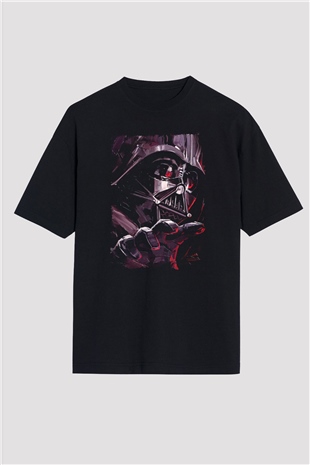 Star Wars (Dart Vader) Baskılı Unisex Siyah Oversize Tişört - Tshirt