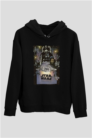 Star Wars (Dart Vader) Baskılı Unisex Siyah Hoodie