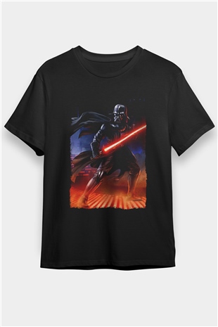 Star Wars (Dart Vader) Baskılı Unisex Siyah Tişört - Tshirt