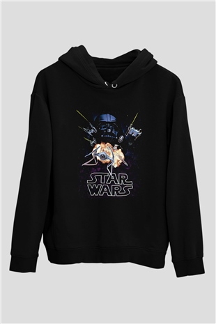 Star Wars (Dart Vader) Baskılı Unisex Siyah Hoodie