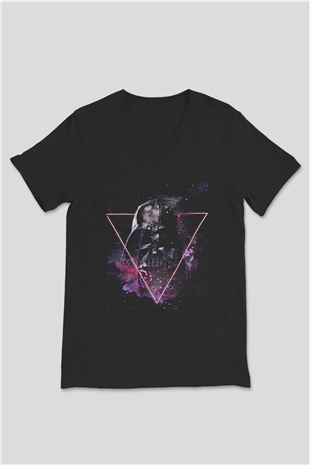 Star Wars (Dart Vader) Baskılı Unisex Siyah V Yaka Tişört - Tshirt