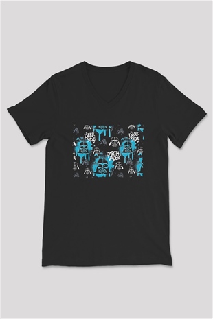 Star Wars (Dart Vader) Baskılı Unisex Siyah V Yaka Tişört - Tshirt