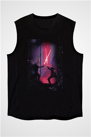 Star Wars (Dart Vader) Baskılı Unisex Siyah Kolsuz Tişört - Tshirt