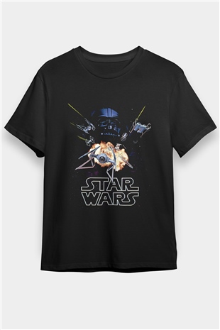 Star Wars (Dart Vader) Baskılı Unisex Siyah Tişört - Tshirt