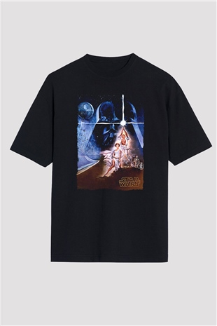 Star Wars (Dart Vader) Baskılı Unisex Siyah Oversize Tişört - Tshirt