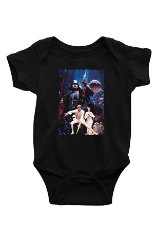 Star Wars (Dart Vader) Baskılı Unisex Siyah Bebek Body - Zıbın