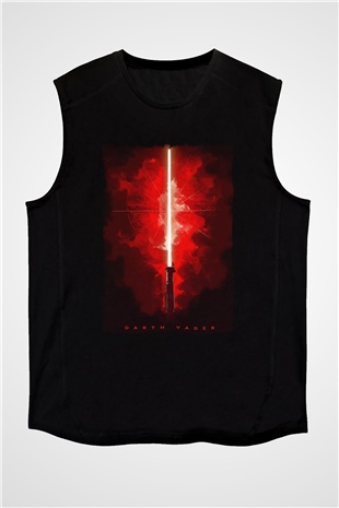 Star Wars (Dart Vader) Baskılı Unisex Siyah Kolsuz Tişört - Tshirt