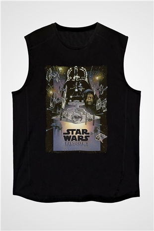 Star Wars (Dart Vader) Baskılı Unisex Siyah Kolsuz Tişört - Tshirt