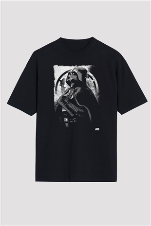 Star Wars (Dart Vader) Baskılı Unisex Siyah Oversize Tişört - Tshirt