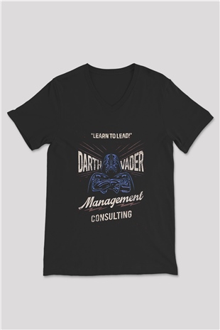 Star Wars (Dart Vader) Baskılı Unisex Siyah V Yaka Tişört - Tshirt
