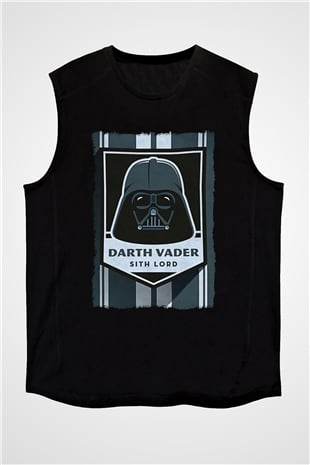Star Wars (Dart Vader) Baskılı Unisex Siyah Kolsuz Tişört - Tshirt