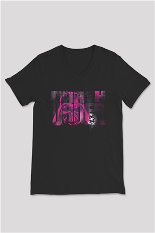 Star Wars (Dart Vader) Baskılı Unisex Siyah V Yaka Tişört - Tshirt