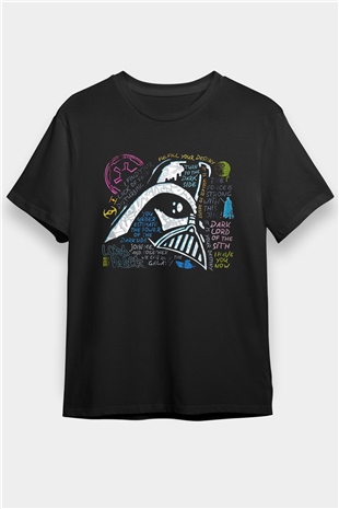 Star Wars (Dart Vader) Baskılı Unisex Siyah Tişört - Tshirt