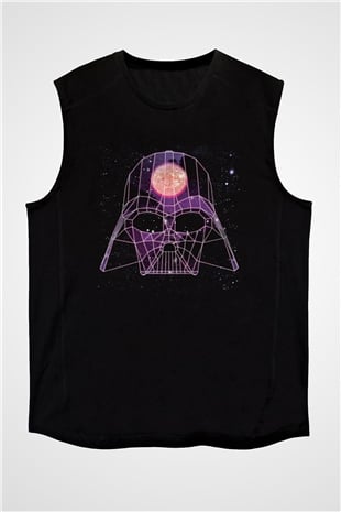 Star Wars (Dart Vader) Baskılı Unisex Siyah Kolsuz Tişört - Tshirt