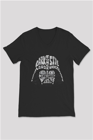 Star Wars (Dart Vader) Baskılı Unisex Siyah V Yaka Tişört - Tshirt