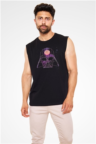 Star Wars (Dart Vader) Baskılı Unisex Siyah Kolsuz Tişört - Tshirt