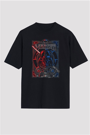 Star Wars (Dart Vader) Baskılı Unisex Siyah Oversize Tişört - Tshirt