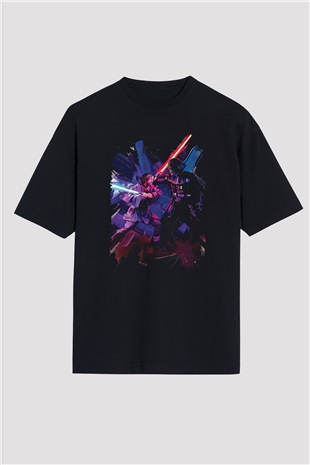 Star Wars (Dart Vader) Baskılı Unisex Siyah Oversize Tişört - Tshirt