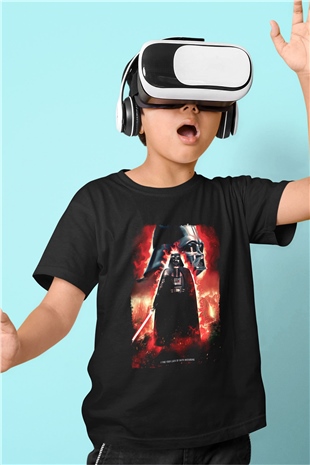 Star Wars (Dart Vader) Baskılı Unisex Siyah Çocuk Tişört - Tshirt