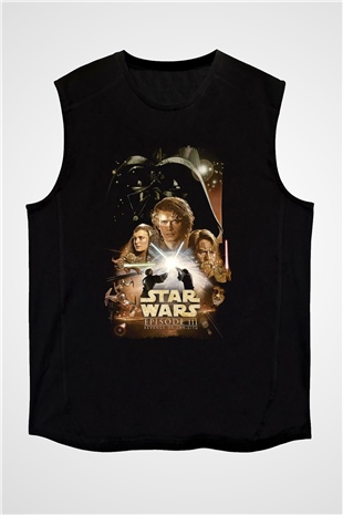 Star Wars (Dart Vader) Baskılı Unisex Siyah Kolsuz Tişört - Tshirt
