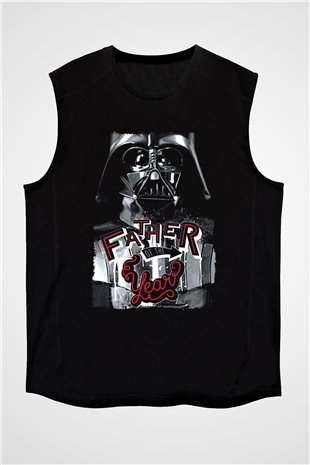 Star Wars (Dart Vader) Baskılı Unisex Siyah Kolsuz Tişört - Tshirt