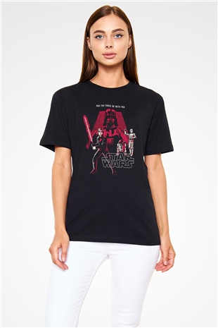 Star Wars (Dart Vader) Baskılı Unisex Siyah Tişört - Tshirt
