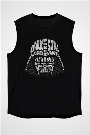 Star Wars (Dart Vader) Baskılı Unisex Siyah Kolsuz Tişört - Tshirt