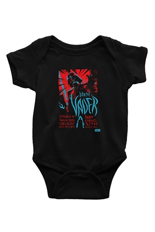 Star Wars (Dart Vader) Baskılı Unisex Siyah Bebek Body - Zıbın