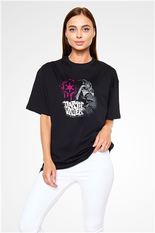 Star Wars (Dart Vader) Baskılı Unisex Siyah Oversize Tişört - Tshirt