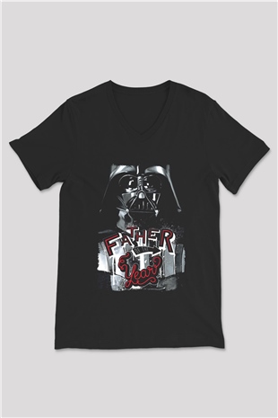 Star Wars (Dart Vader) Baskılı Unisex Siyah V Yaka Tişört - Tshirt