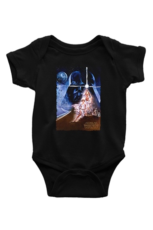 Star Wars (Dart Vader) Baskılı Unisex Siyah Bebek Body - Zıbın