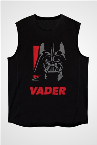 Star Wars (Dart Vader) Baskılı Unisex Siyah Kolsuz Tişört - Tshirt