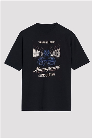 Star Wars (Dart Vader) Baskılı Unisex Siyah Oversize Tişört - Tshirt
