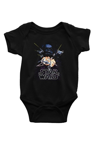 Star Wars (Dart Vader) Baskılı Unisex Siyah Bebek Body - Zıbın