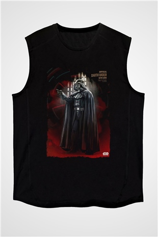 Star Wars (Dart Vader) Baskılı Unisex Siyah Kolsuz Tişört - Tshirt