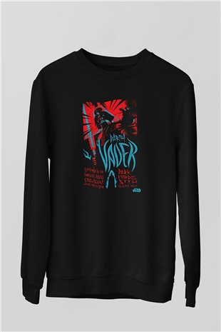 Star Wars (Dart Vader) Baskılı Unisex Siyah Sweatshirt