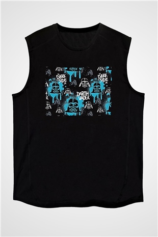 Star Wars (Dart Vader) Baskılı Unisex Siyah Kolsuz Tişört - Tshirt