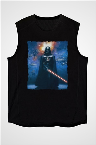 Star Wars (Dart Vader) Baskılı Unisex Siyah Kolsuz Tişört - Tshirt