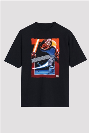 Star Wars (Dart Vader) Baskılı Unisex Siyah Oversize Tişört - Tshirt