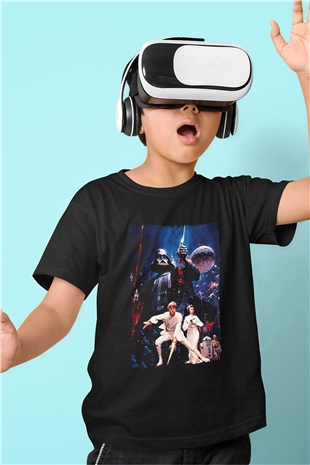 Star Wars (Dart Vader) Baskılı Unisex Siyah Çocuk Tişört - Tshirt