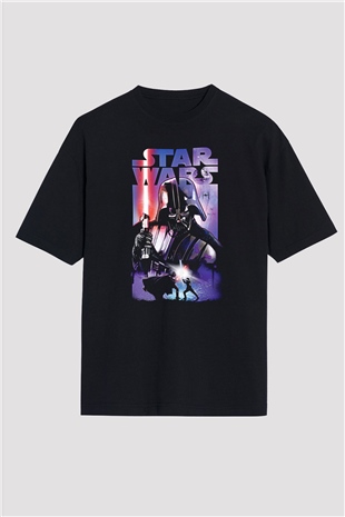 Star Wars (Dart Vader) Baskılı Unisex Siyah Oversize Tişört - Tshirt