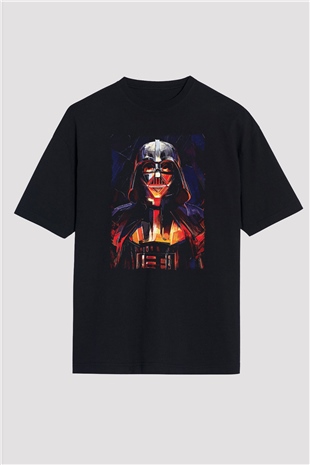Star Wars (Dart Vader) Baskılı Unisex Siyah Oversize Tişört - Tshirt
