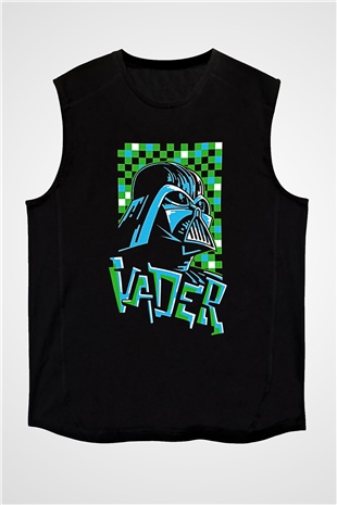 Star Wars (Dart Vader) Baskılı Unisex Siyah Kolsuz Tişört - Tshirt