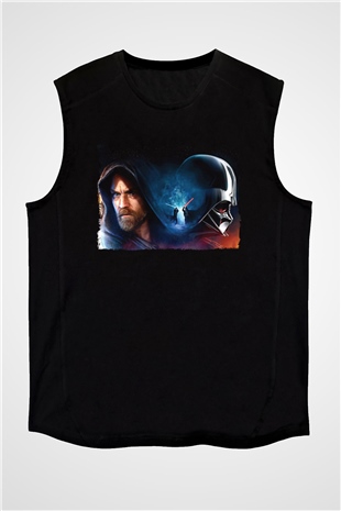 Star Wars (Dart Vader) Baskılı Unisex Siyah Kolsuz Tişört - Tshirt