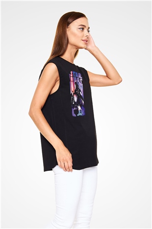 Star Wars (Dart Vader) Baskılı Unisex Siyah Kolsuz Tişört - Tshirt